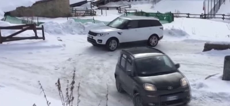 Kifogott a havas utca a Range Roveren, amin a Fiat Panda simán felmegy